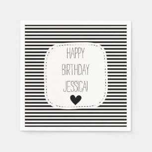 Serviettes Jetables Rayures noires et blanches