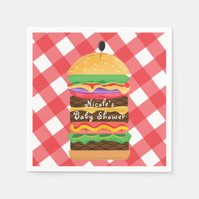 Serviettes Jetables Red Hamburger Summer Cookout Barbecue BBQ Party (Devant)