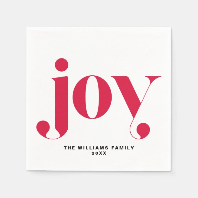 Serviettes Jetables Red Joy Typographie moderne Vacances personnalisée (Devant)