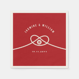 Serviettes Jetables Red Knot Union Double Bonheur Mariage chinois