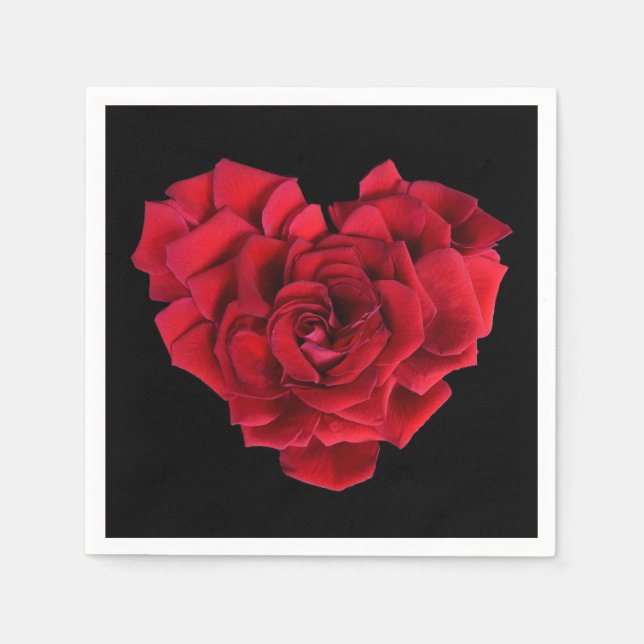 Serviettes Jetables Red Rose Heart (Devant)