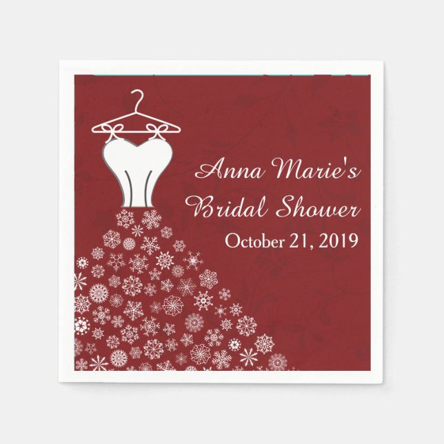 Serviettes Jetables Red Snowflakes Mariage robe Fête des mariées (Devant)