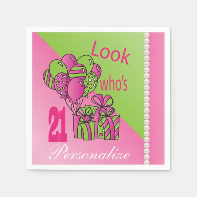 Serviettes Jetables Regardez qui a 21 ans | Anniversaire 21 ans (Devant)