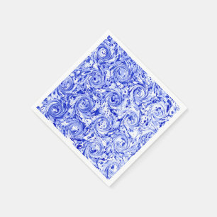 Serviettes Jetables Remous bleus abstraits marbrés de blanc de la