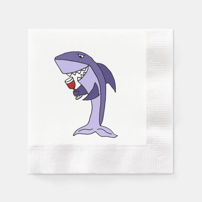 Serviettes Jetables Requin Boire du vin rouge (Devant)