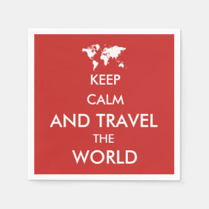Serviettes Jetables Restez calme et voyagez dans le monde