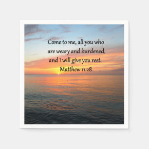 SERVIETTES JETABLES RETIRER MATTHEW 11:28 SCRIPTURE VERSE SLEVER