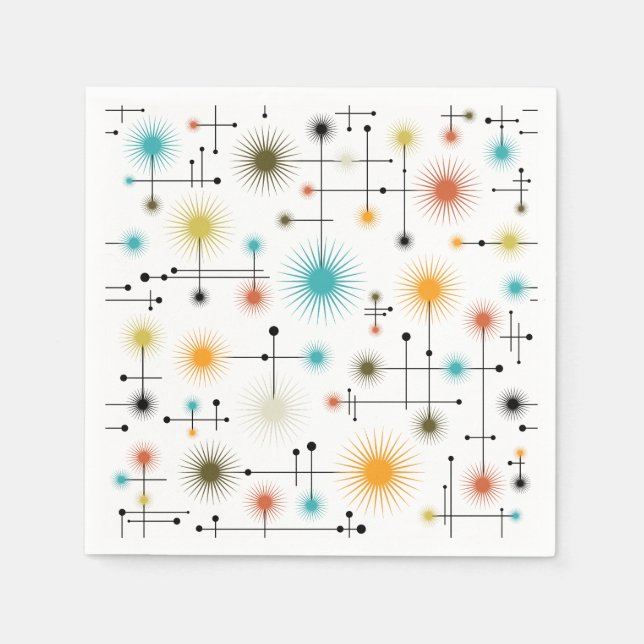Serviettes Jetables Retro Starbursts A Go-Go ! (Devant)