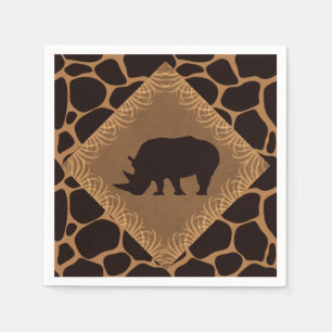 Serviettes Jetables Rhinocéros de thème de safari