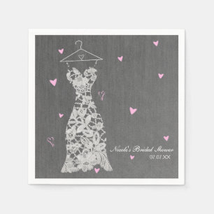 Serviettes Jetables Robe de mariée en dentelle moderne grise Chic douc
