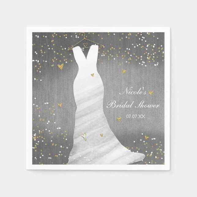 Serviettes Jetables Robe Mariage moderne Confetti Coeurs Fête des mari (Devant)