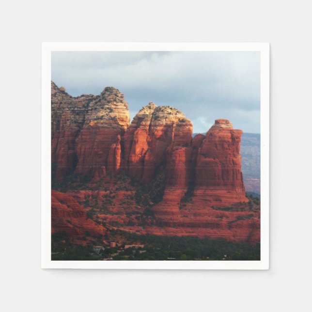 Serviettes Jetables Roche à café nuageux à Sedona Arizona (Devant)