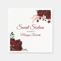 Romantique Bourgogne Rouge Rose Floral Sweet 16