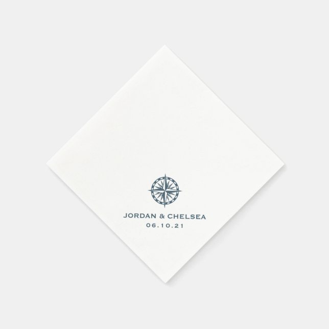 Serviettes Jetables Rose de boussole nautique | Personnalisé (Coin)