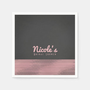 Serviettes Jetables Rose et gris moderne glamour paillettes chic éléga