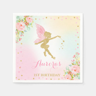 Serviettes Jetables Rose féerique de serviette de fête d'anniversair