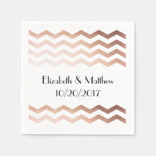 Serviettes Jetables Rose Gold Chevron Cocktail Napkins