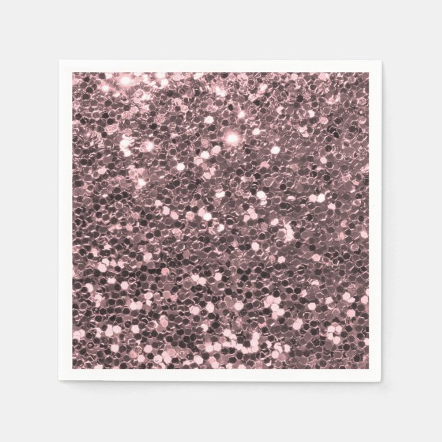 Serviettes Jetables Rose Gold Faux Parties scintillant Étincelles (Devant)