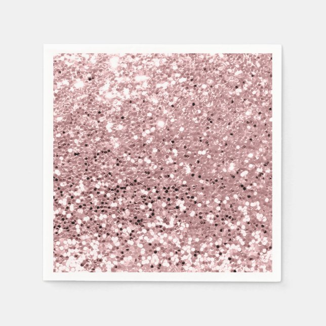 Serviettes Jetables Rose Rose Or Poudre Parties scintillant brillant (Devant)