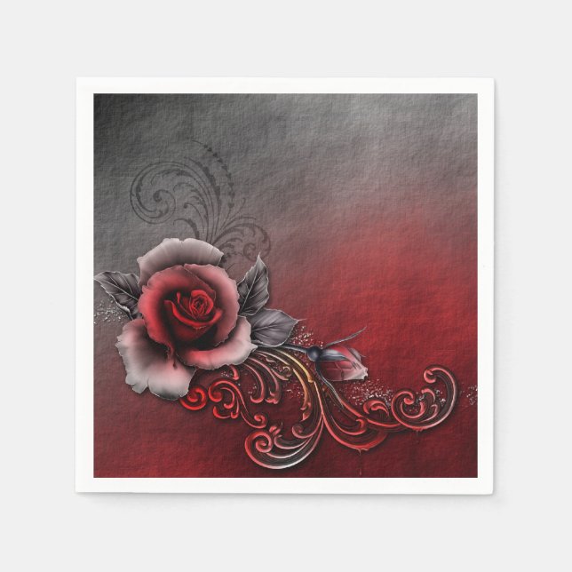 Serviettes Jetables Rose Standard Cocktail Napkins (Devant)