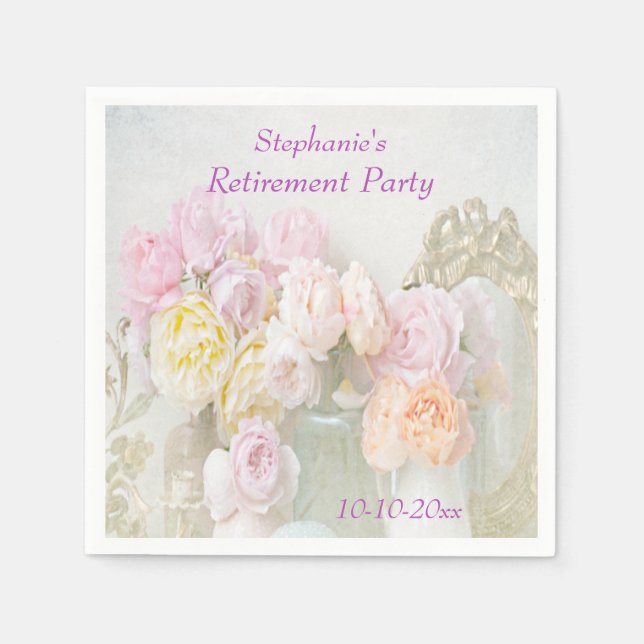 Serviettes Jetables Roses romantiques à la retraite de Jars (Devant)