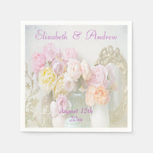 Serviettes Jetables Roses romantiques en Jars Mariage Napkins