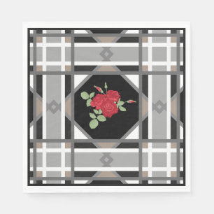 Serviettes Jetables Roses rouges, rétro