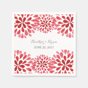 Serviettes Jetables Rouge Aquarelle Chrysanthemum Papier serviettes