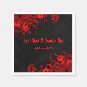Serviettes Jetables Rouge Floral Chalkboard Gothique Papier Mariage Na