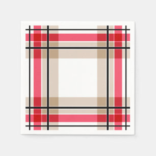 Serviettes Jetables Rouge noir blanc plaid