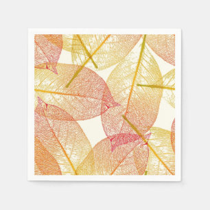 Serviettes Jetables Rouge or Jaune Feuilles Automne saison Motif