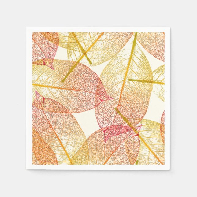 Serviettes Jetables Rouge or Jaune Feuilles Automne saison Motif (Devant)