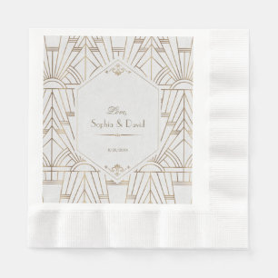 Serviettes Jetables Royal Gold White Great Gatsby 1920 Mariage