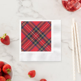 Serviettes Jetables Royal Stewart tartan rouge noir plaid