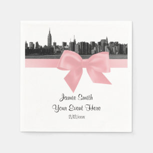 Serviettes Jetables Ruban rose clair NYC large Skyline Etché BW