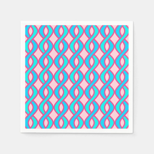 Serviettes Jetables Rubans modernes du milieu du siècle, turquoise et  (Devant)