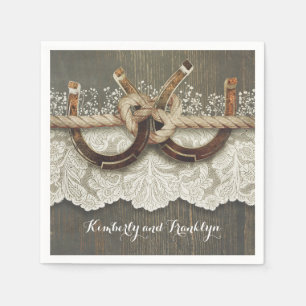 Serviettes Jetables Rustic Country Horseshoe Mariage dentelle