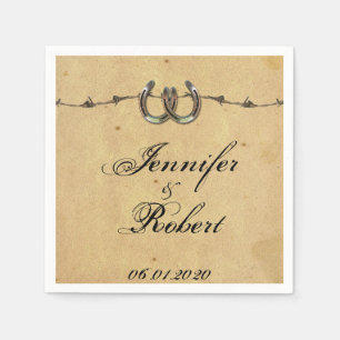 Serviettes Jetables Rustic Country Horseshoes Mariage Barbed Napkin