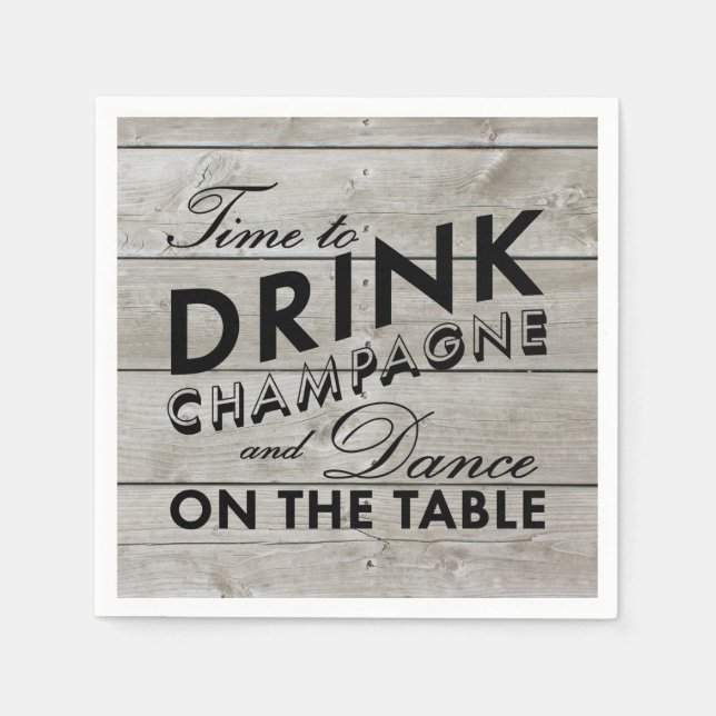 Serviettes Jetables Rustic Napkin Time to Dragne Champagne (Devant)