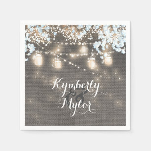 Serviettes Jetables Rustique Burlap Lights Mason Jars Mariage