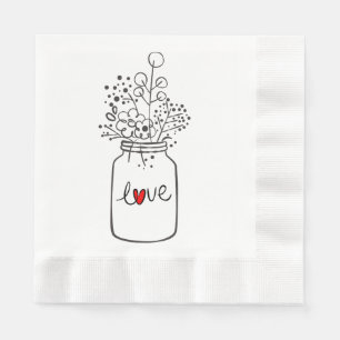 Serviettes Jetables Rustique Mason Jar Floral Fleurs de mariage amour