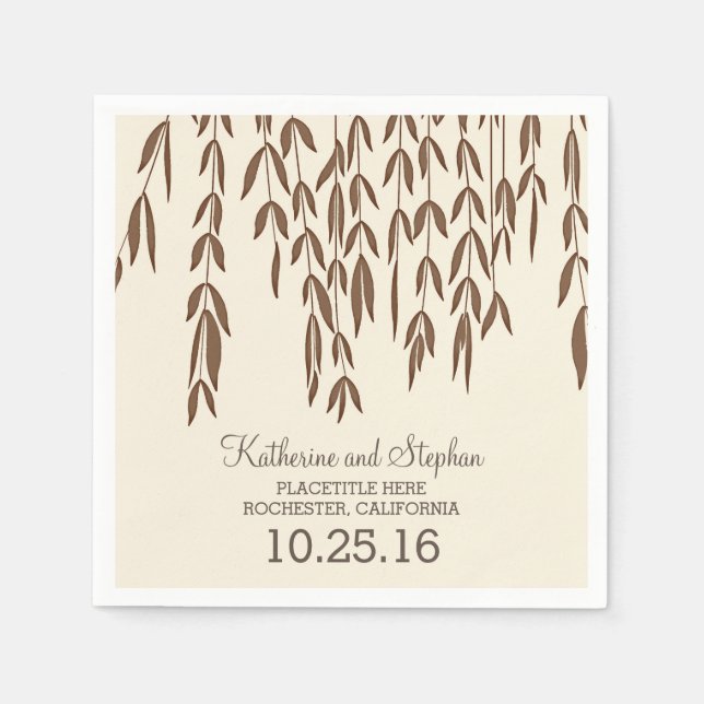 Serviettes Jetables rustique pays willow branches mariage (Devant)