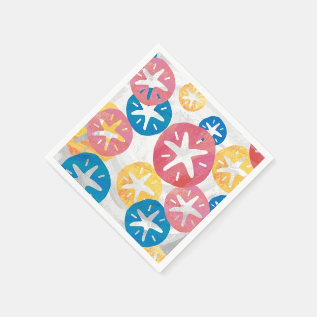Serviettes Jetables Sable Dollar Jaune Rouge Bleu Motif (Coin)