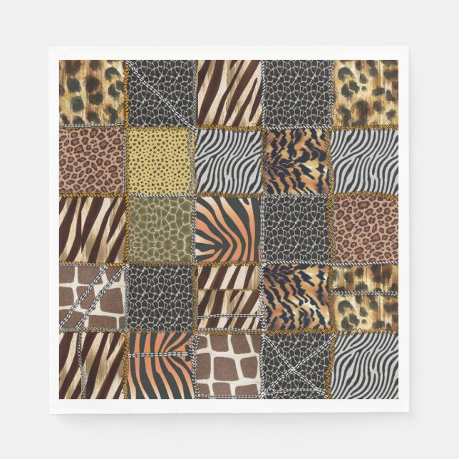 Serviettes Jetables Safari patchwork Papier serviettes (Devant)