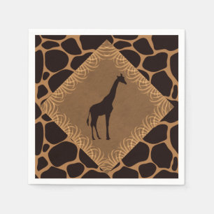 Serviettes Jetables Safari Thème Giraffe