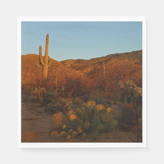 Serviettes Jetables Saguaro Sunset I Arizona Désert Paysage (Devant)
