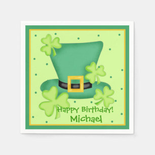 Serviettes Jetables Saint Patrick's Day Joyeux Anniversaire Nom person