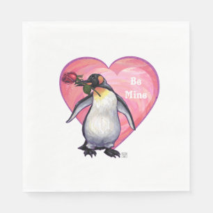 Serviettes Jetables Saint-Valentin de pingouin