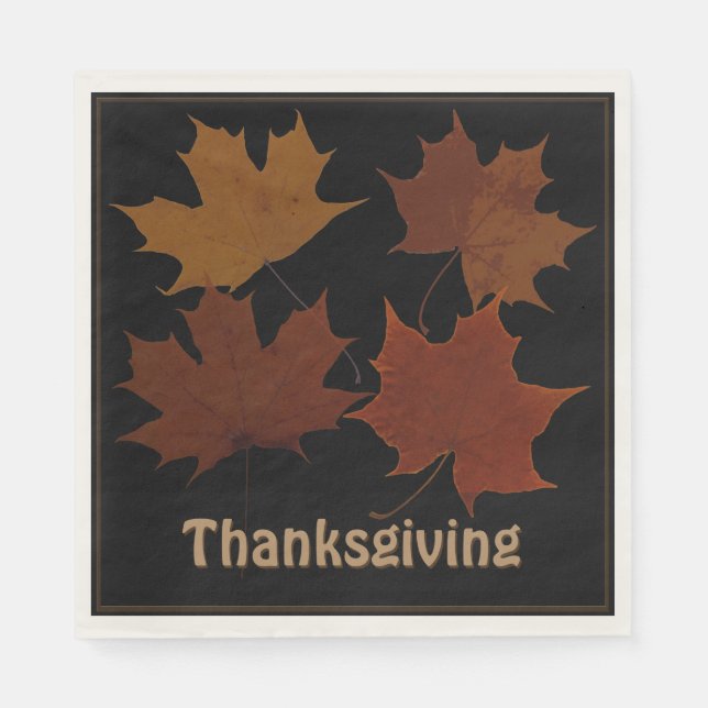Serviettes Jetables Saison 4 Feuilles Automne Thanksgiving Texte Perso (Devant)