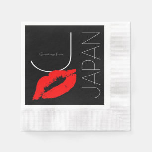 Serviettes Jetables Salutations du Japon Japonais Red Lipstick Kiss